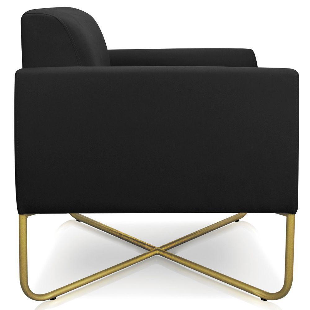 Poltrona Isabella Base X Suede Preto dourado - 3