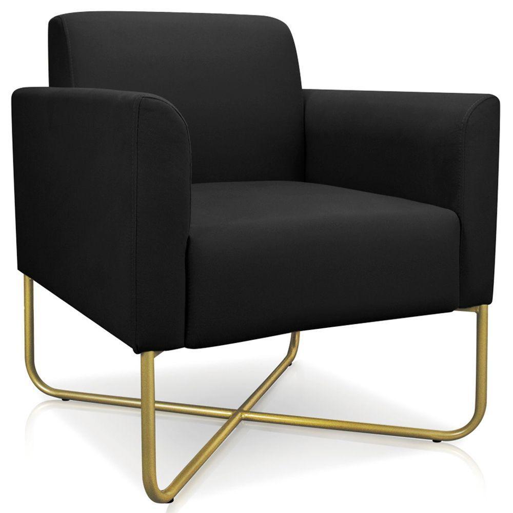 Poltrona Isabella Base X Suede Preto dourado - 4