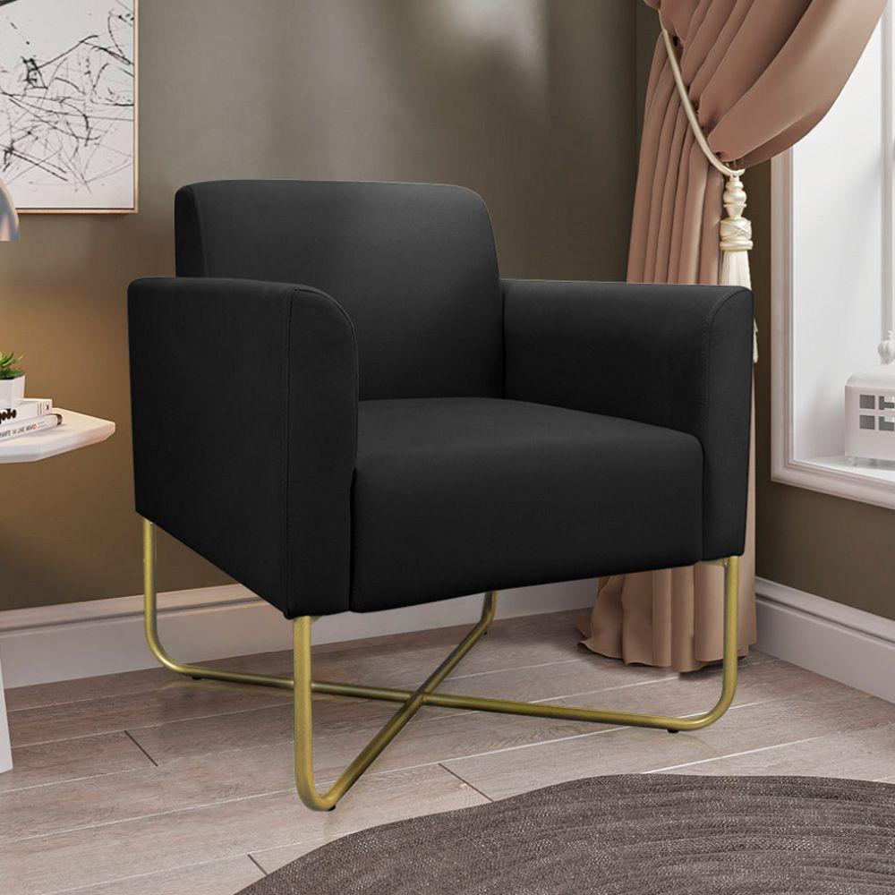Poltrona Isabella Base X Suede Preto dourado - 8