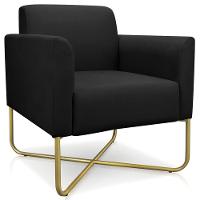 Poltrona Isabella Base X Suede Preto dourado