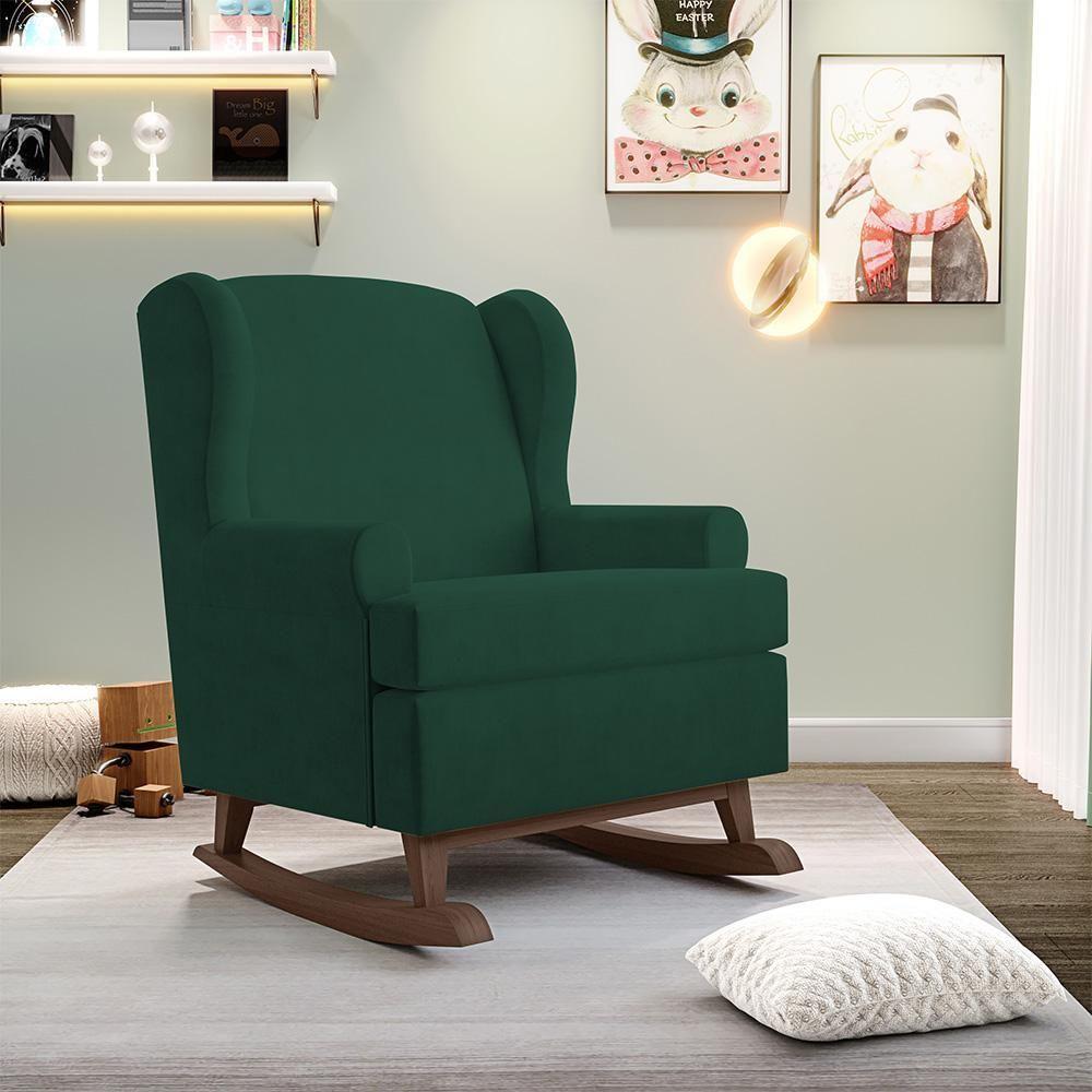 Poltrona Malu Base De Madeira P02 Suede Verde Musgo - 7