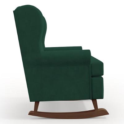 Poltrona De Amamentação Com Balanço Malu Base De Madeira P02 Suede Verde Lyam Decor