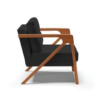 Poltrona Melissa Veludo Base De Madeira Castanho Cor Preto - 9