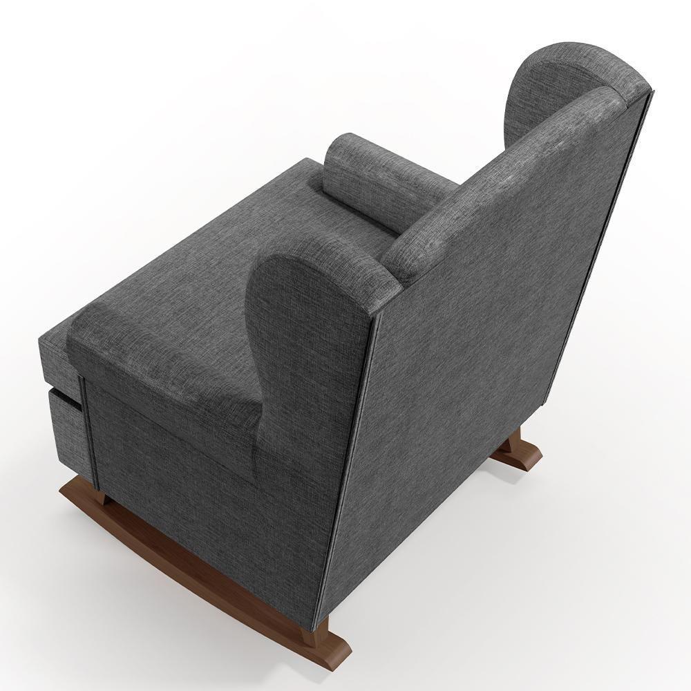 Poltrona Malu Base De Madeira P02 Linho Cinza Escuro - 2