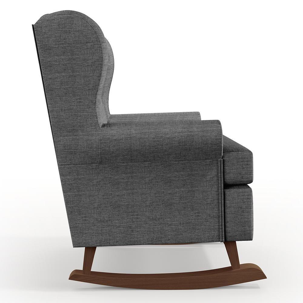 Poltrona Malu Base De Madeira P02 Linho Cinza Escuro - 3