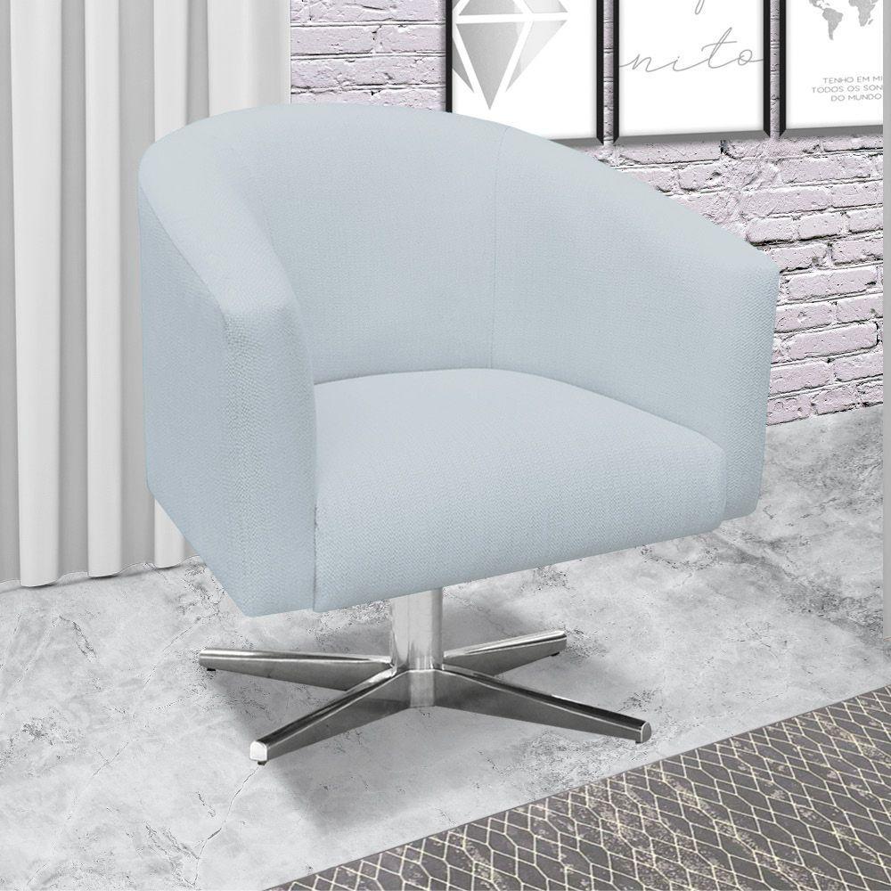 Poltrona Giratória Linho Cinza Claro A05 - 5