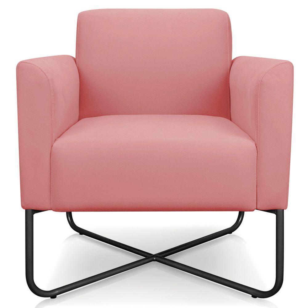 Poltrona Isabella Base X Suede Rosê preto - 1