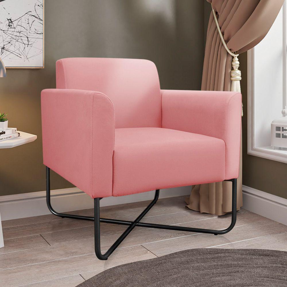 Poltrona Isabella Base X Suede Rosê preto - 8