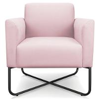 Poltrona Isabella Base X Suede Rosa Bebê preto - 1