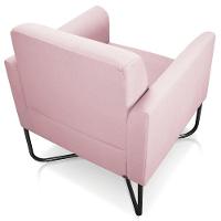 Poltrona Isabella Base X Suede Rosa Bebê preto