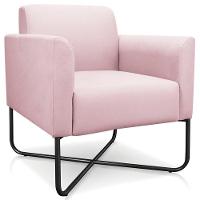 Poltrona Isabella Base X Suede Rosa Bebê preto - 7