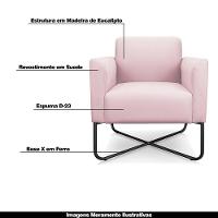 Poltrona Isabella Base X Suede Rosa Bebê preto - 11