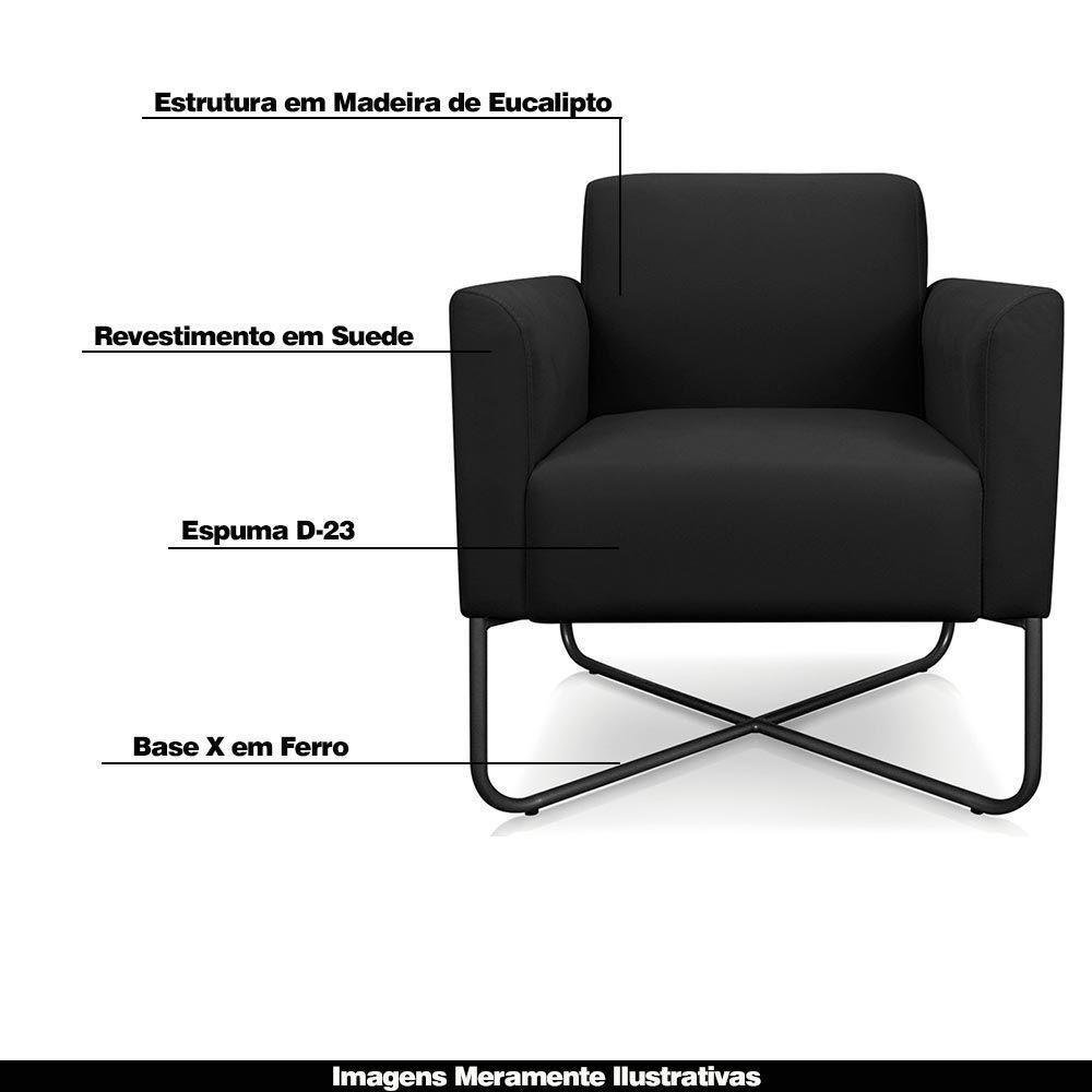 Poltrona Isabella Base X Suede Preto - 6