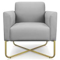 Poltrona Isabella Base X Suede Cinza dourado - 1