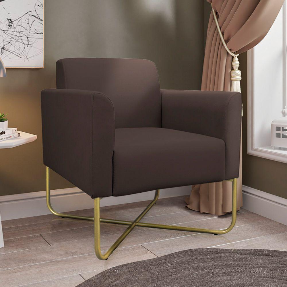 Poltrona Isabella Base X Suede Marrom dourado - 8