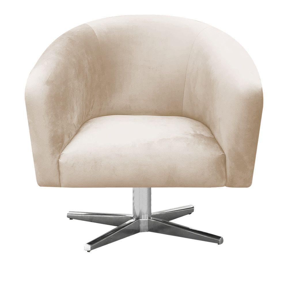 Poltrona Giratória Suede Bege - 10