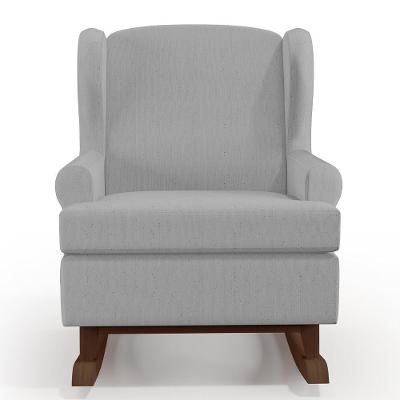 Poltrona De Amamentação Com Balanço Malu Base De Madeira P02 Linho Cinza Lyam Decor