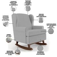 Poltrona Malu Base De Madeira P02 Linho Cinza - 5