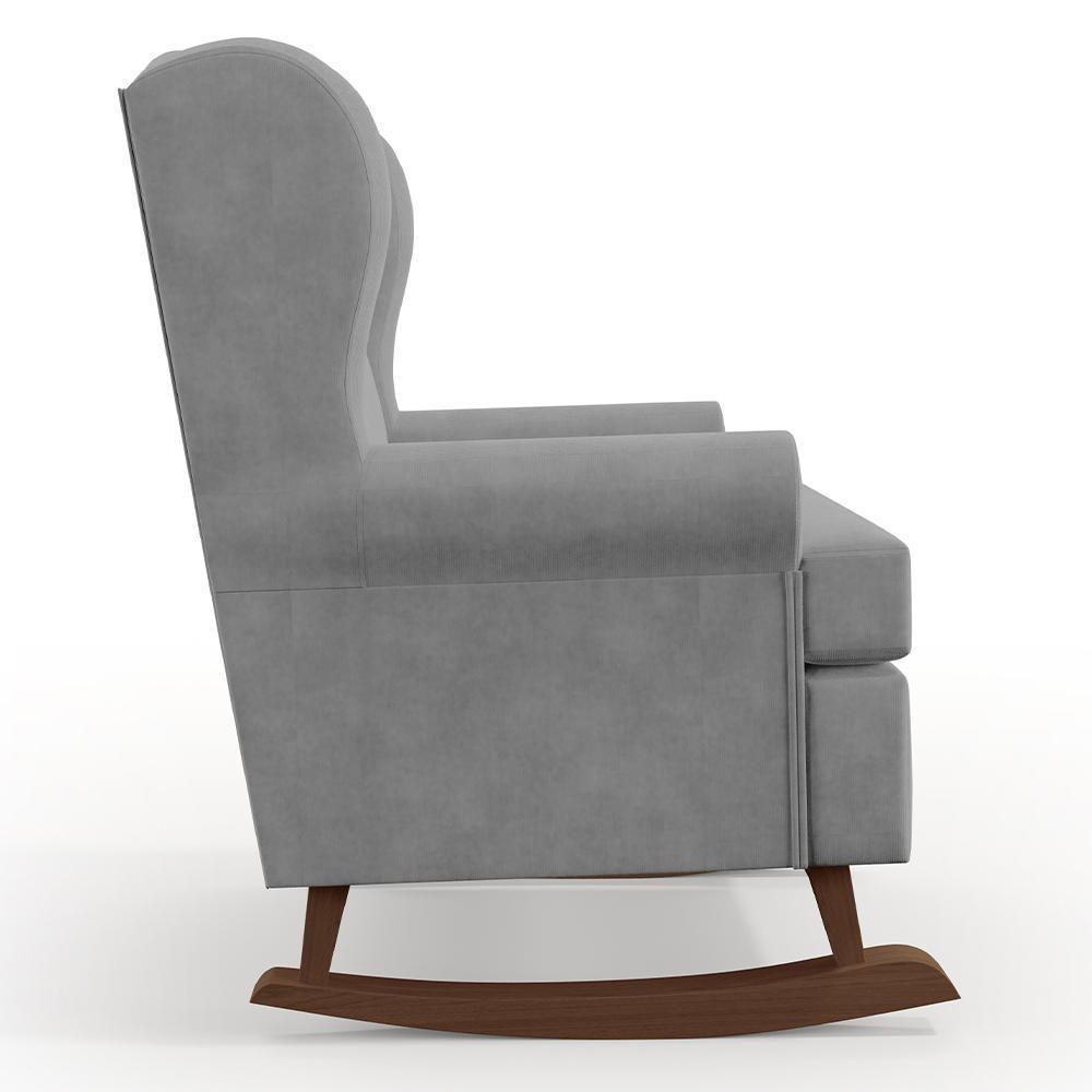 Poltrona Malu Base De Madeira P02 Suede Cinza - 3