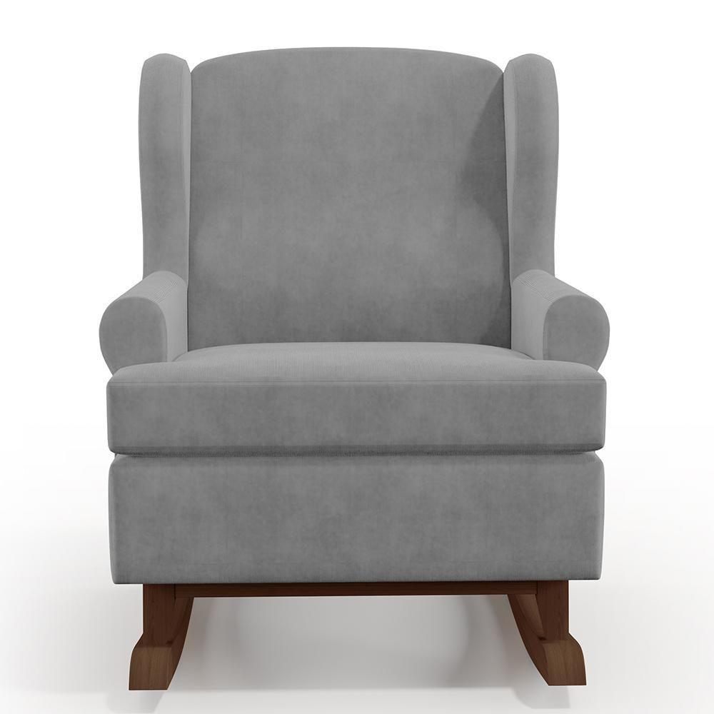 Poltrona Malu Base De Madeira P02 Suede Cinza - 6