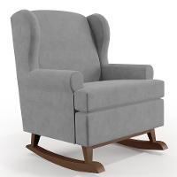 Poltrona Malu Base De Madeira P02 Suede Cinza - 1