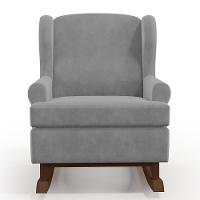 Poltrona Malu Base De Madeira P02 Suede Cinza - 6