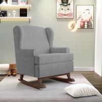 Poltrona Malu Base De Madeira P02 Suede Cinza - 7