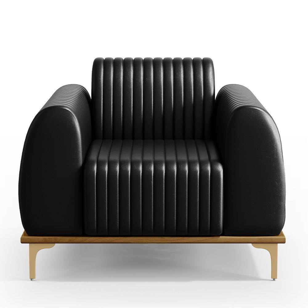 Poltrona Pés Metalizado D'Ouro Molino D02 Corano Preto B-159 - 2