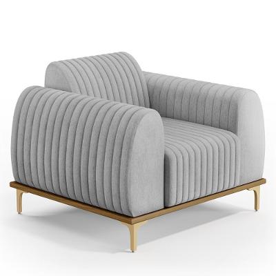 Poltrona Decorativa Molino D02 Linho Cinza Lyam Decor