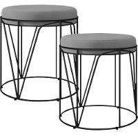 Kit 02 Puffs Decorativo Aramado Preto Zaya L02 Corano Cinza - 1