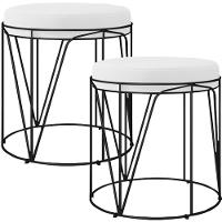 Kit 02 Puffs Decorativo Aramado Preto Zaya L02 Corano Branco - 1