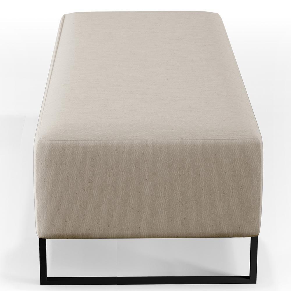 Kit 02 Puffs Bali W01 Base Ferro 120x50 Cm Linho Bege - 2