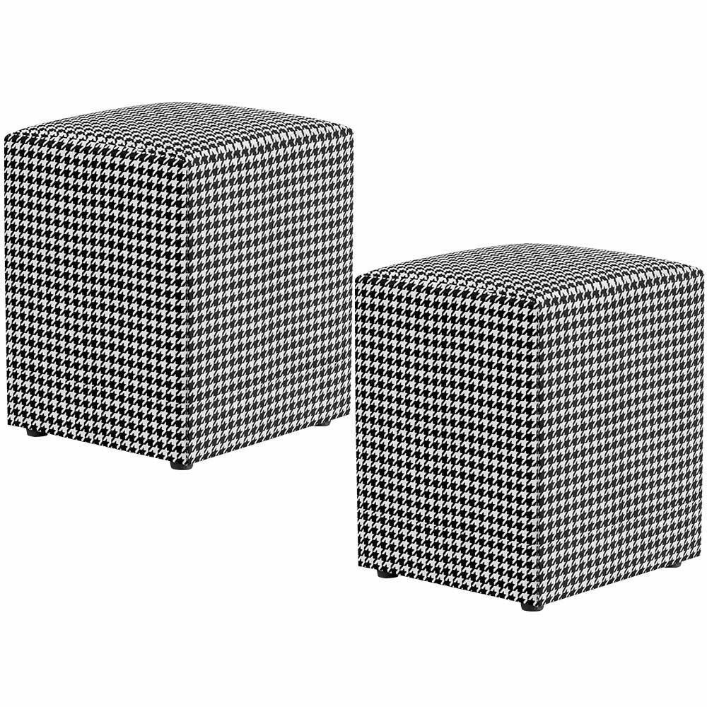 Kit 02 Puffs Quadrado Decorativo L02 Pied Poule - Lyam Decor - 1