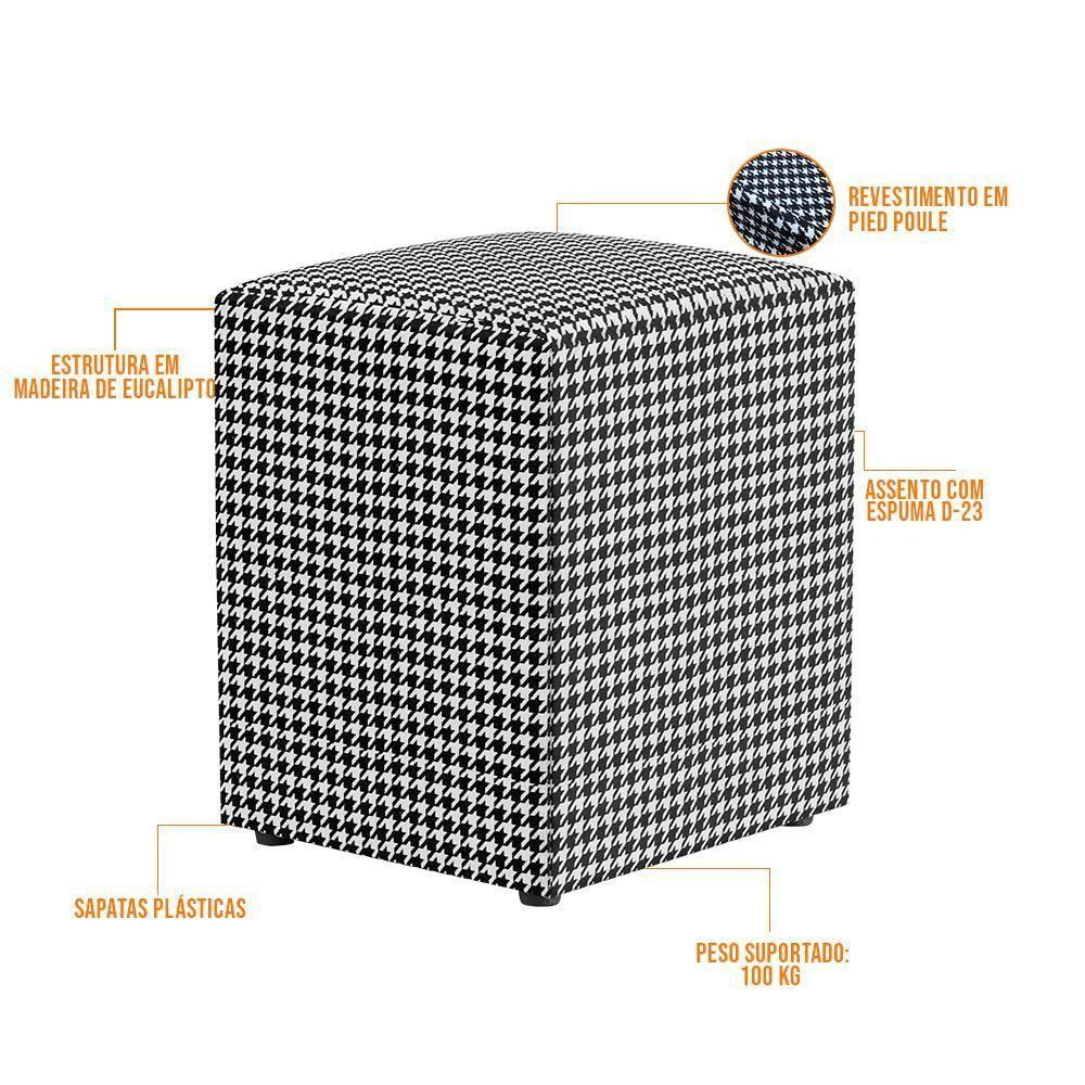 Kit 02 Puffs Quadrado Decorativo L02 Pied Poule - Lyam Decor - 3