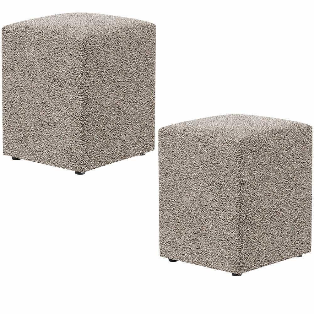 Kit 02 Puffs Quadrado Decorativo L02 Bouclê Bege - 1