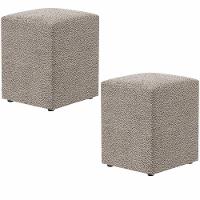 Kit 02 Puffs Quadrado Decorativo L02 Bouclê Bege - 1