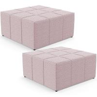 Kit 02 Puffs Decorativos Para Sala De Estar Quadrado Milano 90x90 W01 Bouclê Rosê - Lyam Decor - 1