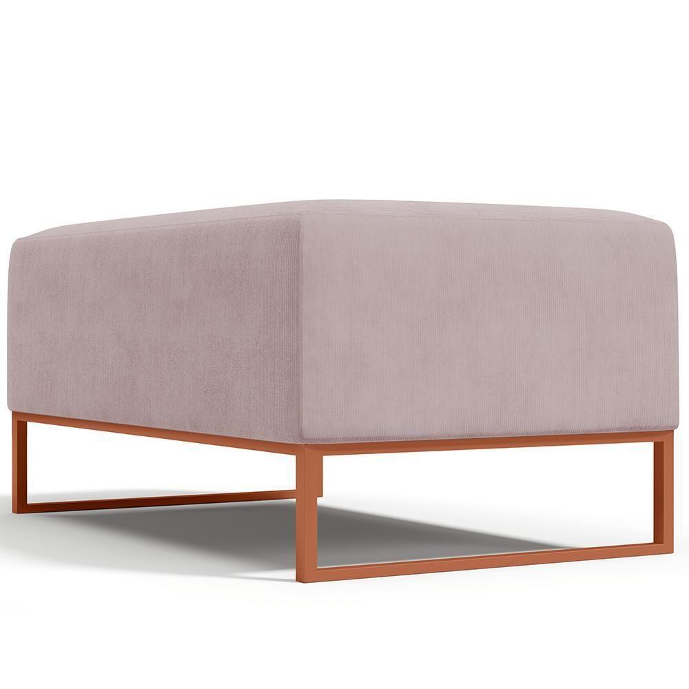 Kit 02 Puffs Decorativo Sala De Estar Cléo 90cm W01 Base Ferro Cobre Suede Rosê - Lyam Decor - 2