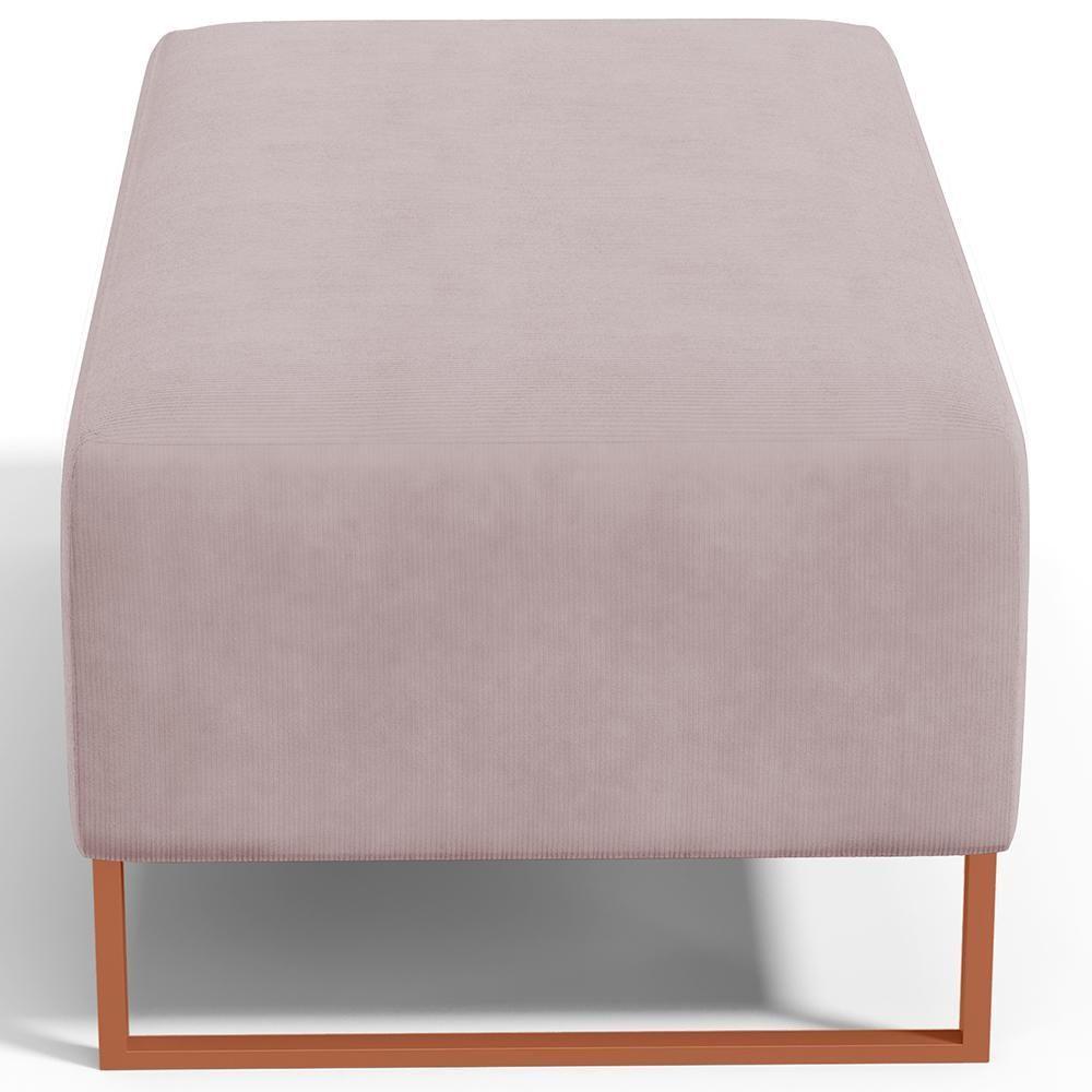 Kit 02 Puffs Decorativo Sala De Estar Cléo 90cm W01 Base Ferro Cobre Suede Rosê - Lyam Decor - 3