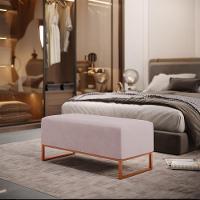 Kit 02 Puffs Decorativo Sala De Estar Cléo 90cm W01 Base Ferro Cobre Suede Rosê - Lyam Decor - 8