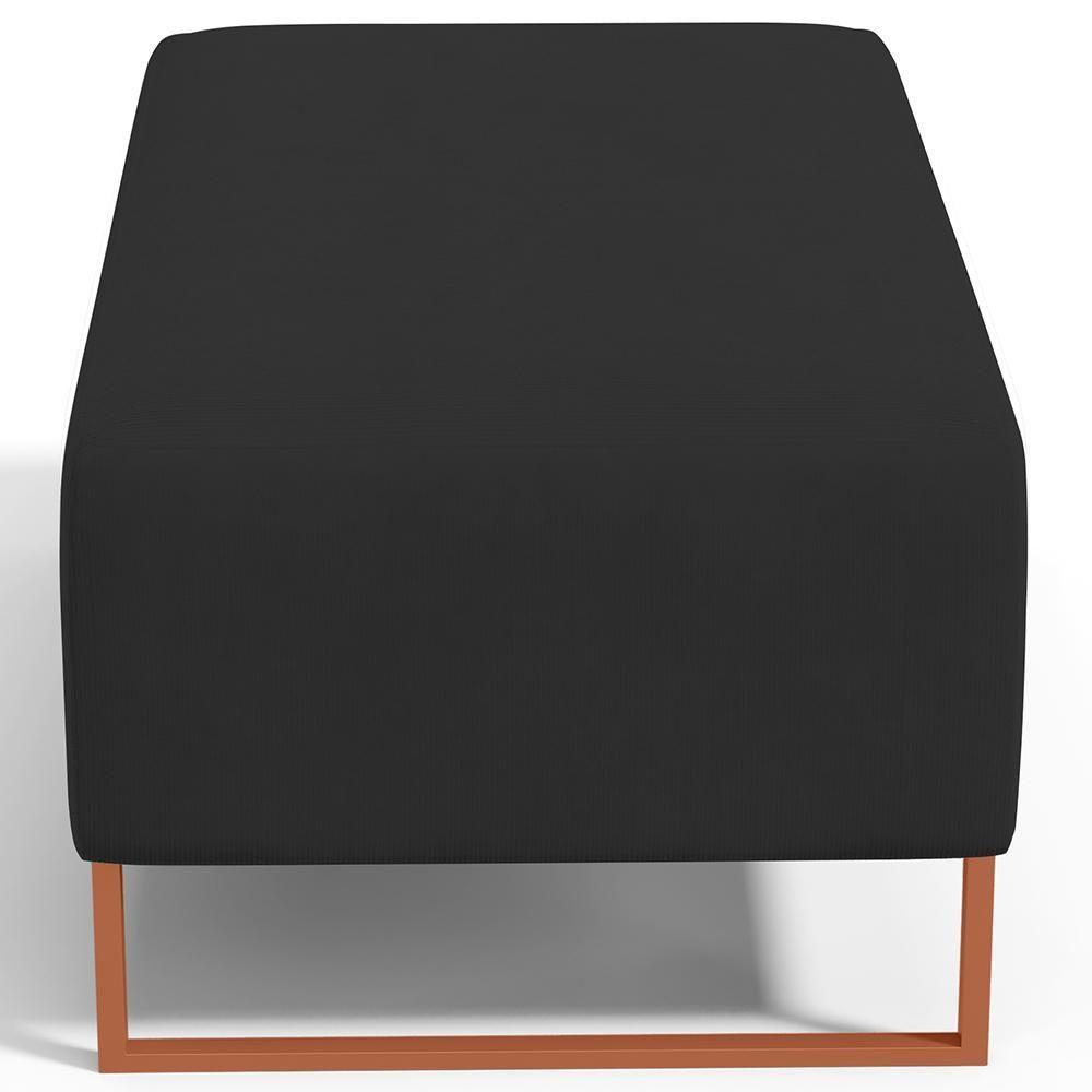 Kit 02 Puffs Decorativo Sala De Estar Cléo 90cm W01 Base Ferro Cobre Suede Preto - Lyam Decor - 3