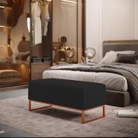 Kit 02 Puffs Decorativo Sala De Estar Cléo 90cm W01 Base Ferro Cobre Suede Preto - Lyam Decor - 7