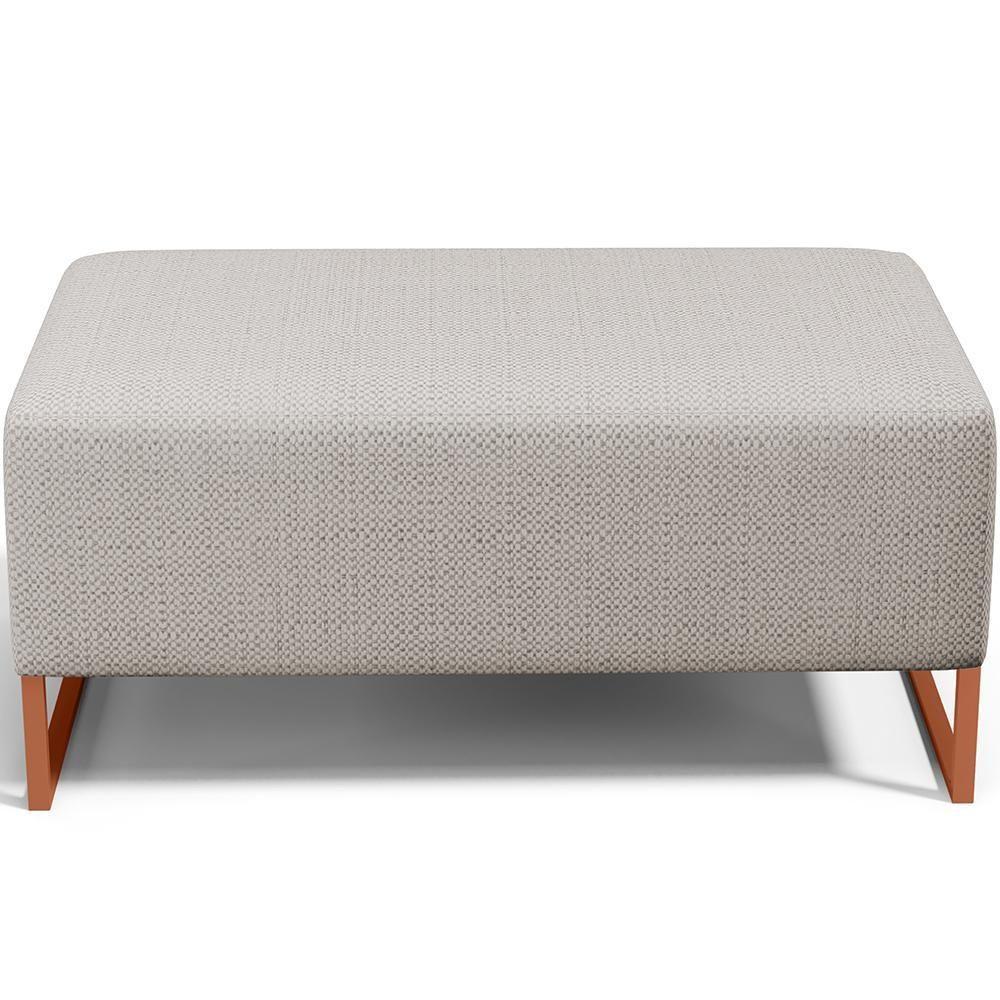 Kit 02 Puffs Decorativo Sala De Estar Cléo 90cm W01 Base Ferro Cobre Linho Bege - Lyam Decor - 2