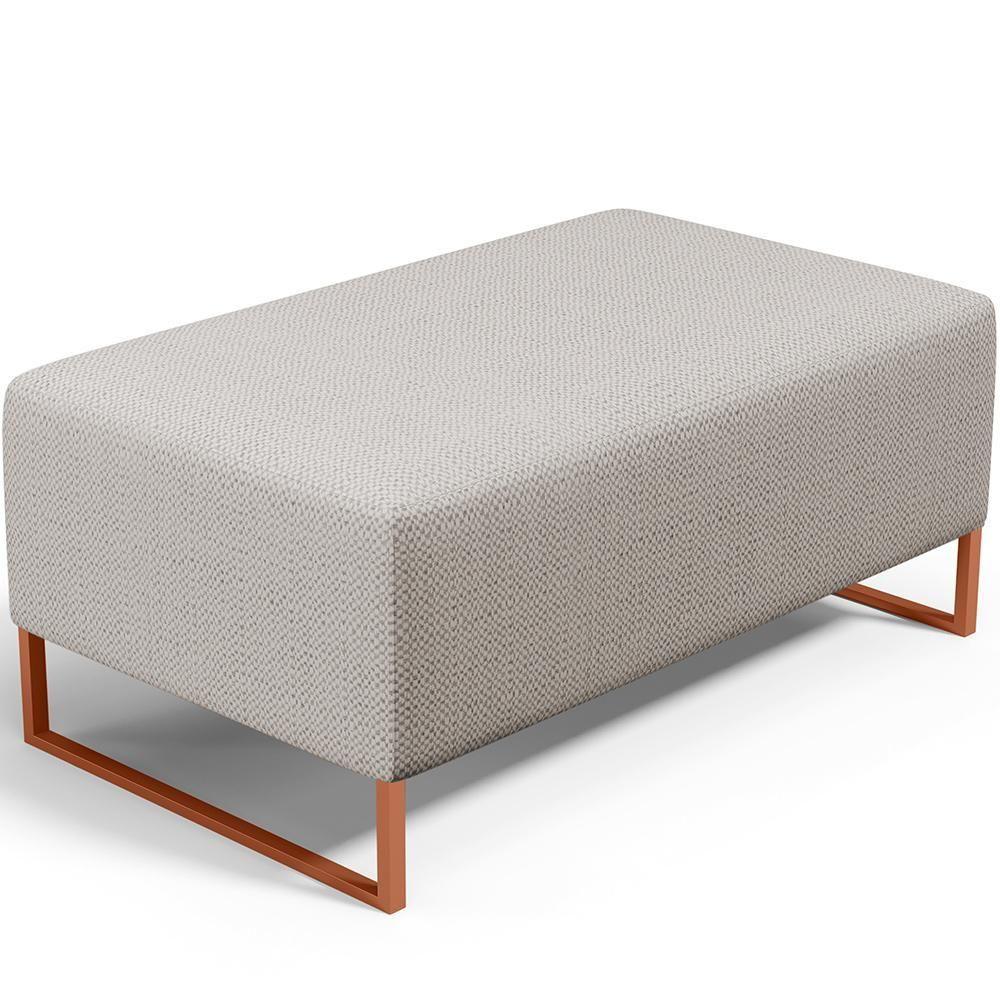 Kit 02 Puffs Decorativo Sala De Estar Cléo 90cm W01 Base Ferro Cobre Linho Bege - Lyam Decor - 7