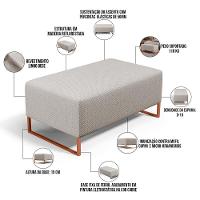 Kit 02 Puffs Decorativo Sala De Estar Cléo 90cm W01 Base Ferro Cobre Linho Bege - Lyam Decor - 6