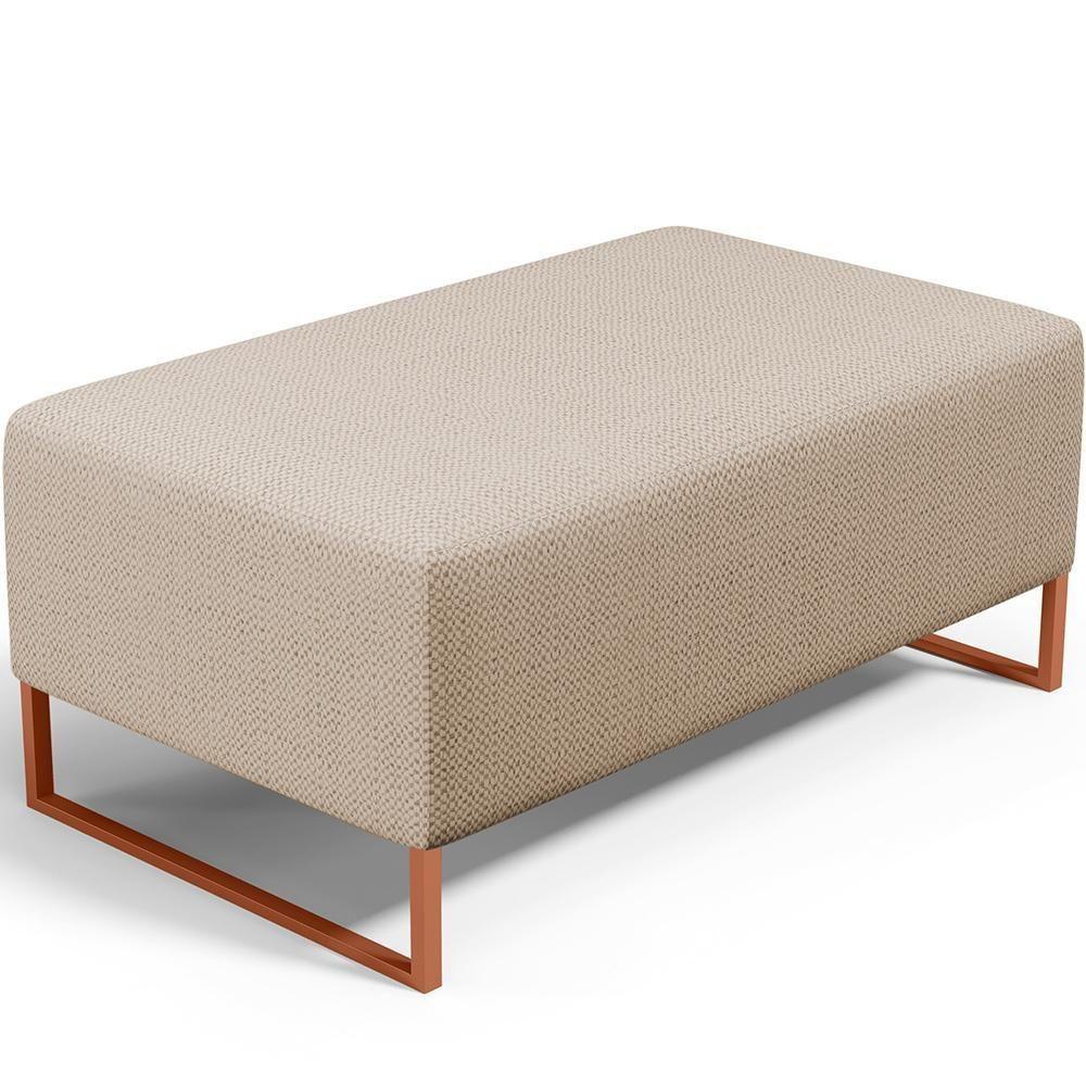 Kit 02 Puffs Decorativo Sala De Estar Cléo 90cm W01 Base Ferro Cobre Linho Bege Escuro - Lyam Decor - 8