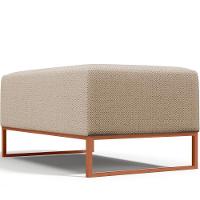 Kit 02 Puffs Decorativo Sala De Estar Cléo 90cm W01 Base Ferro Cobre Linho Bege Escuro - Lyam Decor