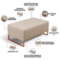 Kit 02 Puffs Decorativo Sala De Estar Cléo 90cm W01 Base Ferro Cobre Linho Bege Escuro - Lyam Decor - 11