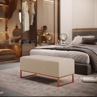 Kit 02 Puffs Decorativo Sala De Estar Cléo 90cm W01 Base Ferro Cobre Linho Bege Escuro - Lyam Decor - 15