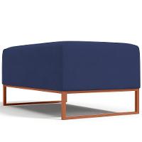 Kit 02 Puffs Decorativo Sala De Estar Cléo 90cm W01 Base Ferro Cobre Suede Azul Marinho - Lyam Decor